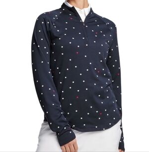 PUMA x Volition America Women’s Stars Golf 1/4 Zip Pullover - Navy W Stars, XL